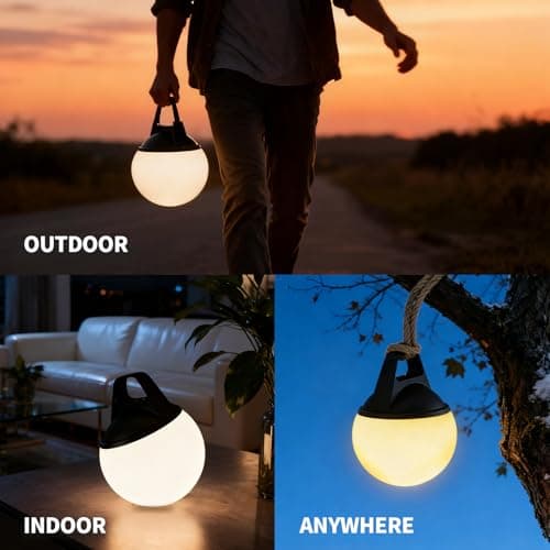 Cordless Smart Bluetooth Danish Design Globe Lamp with Rope,Outdoor Warterproof IP67,APP control Touch control,Adjustable Brightness for Bedroom Living Room Bathroom Camping Restaurant Dimmable Light - Thumbnail 5