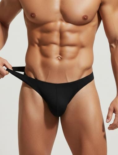Men's Thong G-String Underwear Soft Stretch Brief Bulge Pouch Underwear - Thumbnail 2