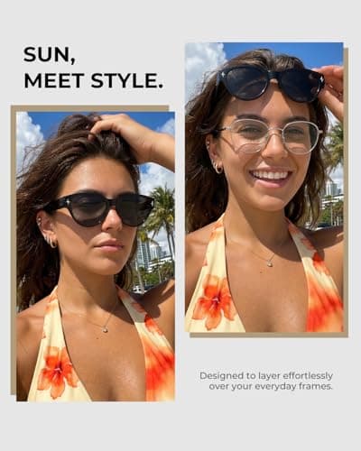 LOHO Polarized Sunglasses Over Glasses Women Men, 6.14" Wide Oversized Cat Eye Fitover Sunglasses Women, Lightweight TR90 Over Glasses Sunglasses for Women Men, UV400 TAC Lens Driving Shades - Thumbnail 2