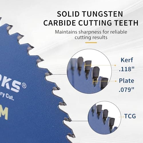 SawWorks 12 Inch 60T Circular Saw Blade TCG Carbide Tipped, Multi-Purpose Cutting Saw Blade for Non-Ferrous Metal Aluminum & Plastic with 1" Arbor for Table Saws & Miter Saws - Thumbnail 2