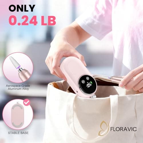 FLORAVIC High Speed Nail Drill for Acrylic Removal, 50,000 RPM Pro E-File with LCD, Bits Kit & Anti Slip Pad, MG101L Quick Gel Removal, Precise Shaping, Portable for Nail Art Practice & Salon Use - Thumbnail 4