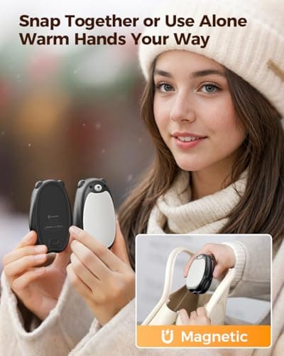 SWEETFULL Hand Warmers Rechargeable – Cute Bear, 2 Pack Magnetic, Reusable Electric Pocket Heater, Great Gift for Daughter, Kids, Wife, or Bestie, Portable for Outdoor & Camping (Black) - Thumbnail 2