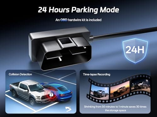 Pelsee 4K+2.5K Mirror Dash Cam with Front Starvis 2 IMX678 & Rear IMX335, 12" Rear View Mirror Camera, Color Night Vision, 5.8GHz WiFi, ADAS & BSD, Included OBD Hardwire Kit, 128GB Card, P12 Pro Max - Thumbnail 5