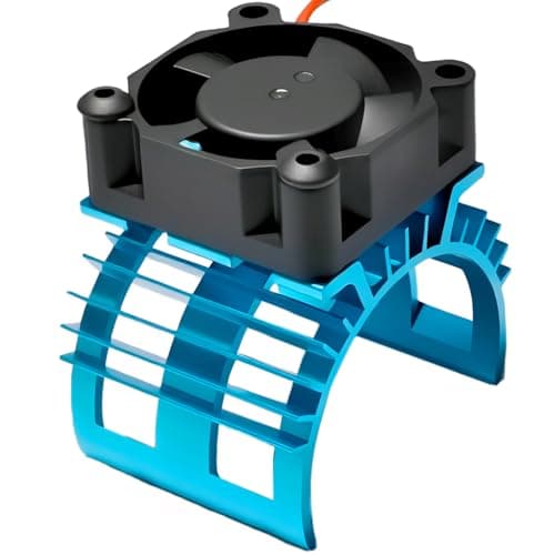 Alloy Heat Sink with 5V Cooling Fan for Traxxas Trx4 Slash ARRMA SCX10 and 1/10 RC Car - Compatible with 540, 550, 3650 Size Brushless Motor(Blue) - Image 1