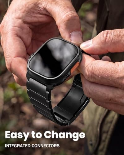 LULULOOK Titanium Ultra 3 Watch Band - Grade 2 Titanium Metal Band for Men, Compatible with Apple Watch Ultra 3/ Ultra 2/ Ultra 49mm, Series 11/10 46mm, Folding Clasp & DLC Coating,Black - Thumbnail 4