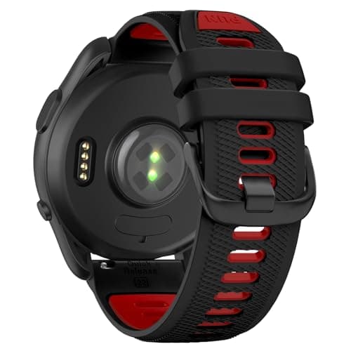 Velocarer Watch Band for Garmin Forerunner 265/Forerunner 255/Vivoactive 4/Venu 3/Venu 2, 22mm Quick Release Silicone Sport Bands, Black & Red