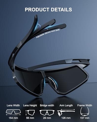 KALIYADI Polarized Sunglasses-Men Running Sunglasses: Mens Womens Polarized Sports Sun Glasses Cycling Driving Fishing - Thumbnail 5