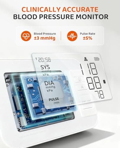 Blood Pressure Monitors for Home Use, Clinically Accurate Blood Pressure Machine, XL Blood Pressure Cuff, Irregular Detection, Large LCD 3-Color Display, Dual User, Voice Broadcast, Rechargeable - Thumbnail 2