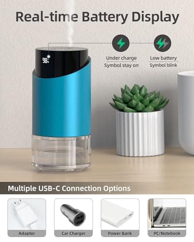Waterless Essential Oil Diffuser Aromatherapy Scent Diffusers for Home Large Room, Bedroom, Car, Office, Battery Operated Mini Portable Air Freshener, 3 Countdown Timers & 3 Mist Levels - Thumbnail 4