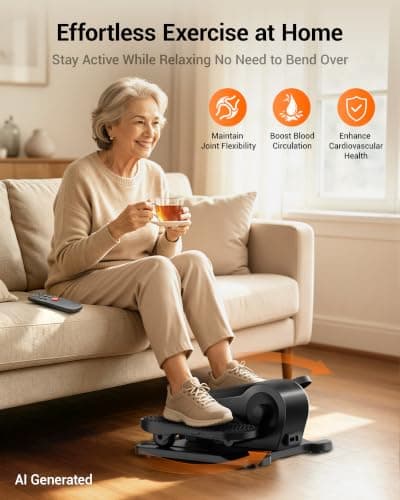 Under Desk Elliptical Machine, Electric Seated Pedal Exerciser, Quiet Leg Exerciser While Sitting for Seniors, Mini Portable Leg Exercise Machine with Remote, Adjustable 12-Speeds, Manual & Auto Mode - Thumbnail 6