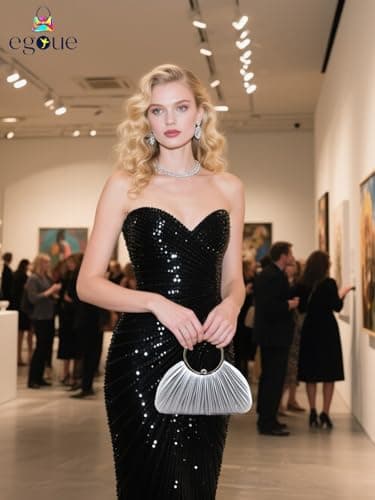 Silver Clutch Purses for Women -Elegant Sparkling evening bags for Wedding Galas, Prom Nights, Cocktail Parties&Formal Events - Thumbnail 2