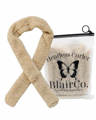 BlairCo Unicorn French Braid Heatless Hair Curler – Handmade Sherpa No Heat Curling Headband for Side Sleepers – Soft Overnight Curl Separator for Short to Long Hair – Washable – Beige - Image 1