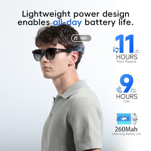 GetD AI Glasses for Men & Women, Smart Glasses Powered by ChatGPT with 145-Language Translation,Bluetooth 5.4 Glasses, Polarized & Photochromic Lenses, 11H Music Play for Driving and Daily Use - Thumbnail 6