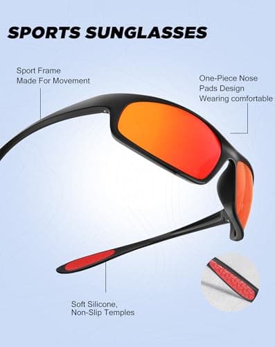 KALIYADI Mens-Sunglasses Polarized Sunglasses-Men Sports: Sport Sun Glasses for Running Cycling Fishing with UV Protection - Thumbnail 5