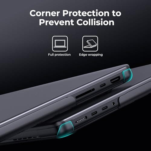 BlueSwan Matte Case for MacBook Pro 14 M5 M4 M3 M2 M1 Pro/Max 2026-2021, Compatible A3426 A3427 A3434 A3401 A3112 A2992 A2918 A2779 A2442, Hard Shell Protective Cover, Space Black Clear - Thumbnail 2
