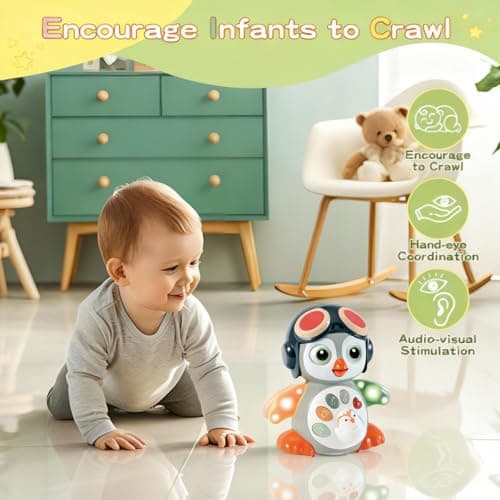 XULIONTS Crawling Penguin Baby Toy with Music & Lights, Interactive Tummy Time Toy for Infants 6-18 Months, Early Development Learning Toy, Educational Gift for Toddlers Boys Girls - Thumbnail 6