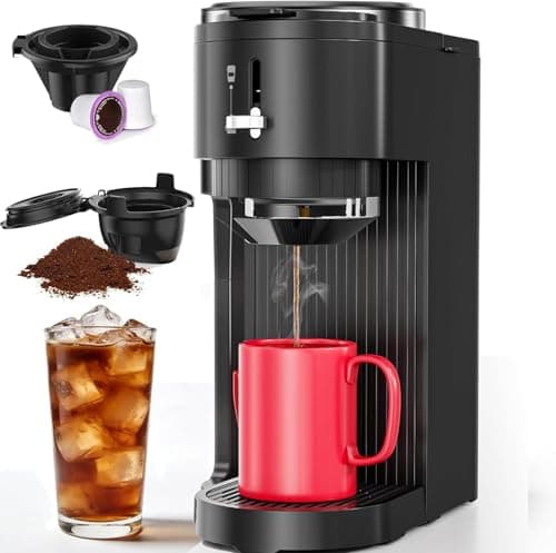 COWSAR Single Serve Coffee Maker, 2 in 1 Coffee Brewer for K-CUP Pod & Ground Coffee, 6-14 Oz Adjustable Brew Sizes, 14Oz Water Reservoir, Self-cleaning Compact Coffee Machine for Home Office Travel - Image 1
