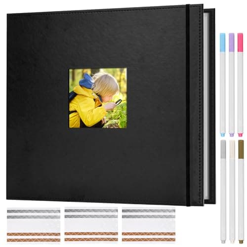 Hiwhy Scrapbook Photo Album, 3 Ring 12"x12" DIY Photo Album, Memory Scrapbook with 30 Sleeves 60 Pages, Perfect for Wedding, Travel, Family, Black