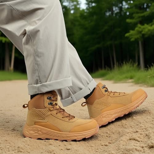 Blapek Steel Toe Work Boots for Men Non Slip Puncture Proof Safety Work Shoes for Men with Indestructible Construction Comfortable Perfect for Outdoor, Hiking, Construction Yellow 7 - Thumbnail 2