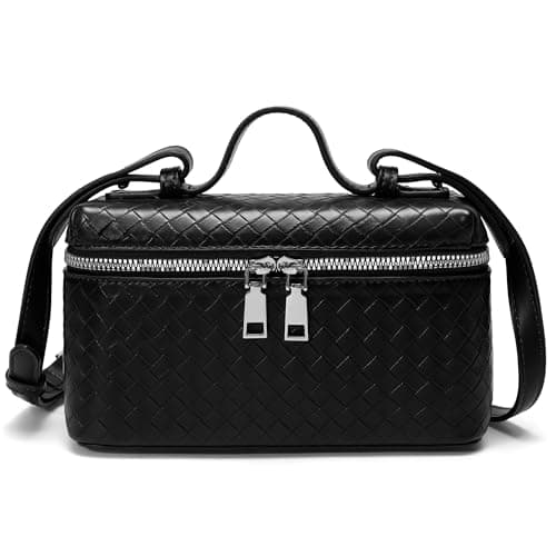 Kiss Sea Women's Top-Handle Handbags Woven Crossbody Bag Leather Shoulder Bag with Adjustable Strap for Daily Use - Image 1