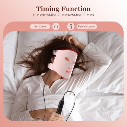 INTEO Red Light Therapy for Face, 3 Modes Portable Led Face Mask Light Therapy with Remote, Infrared Light Mask with Timing Function, Led Light Therapy At Home - Thumbnail 4