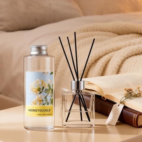 STRN Reed Diffuser Oil Refill, Honeysuckle Scented Diffuser Oil Refills with 6 Reed Sticks 200ML(6.8fl.oz), Room Fresheners for Home, Long-Lasting Summer Fragrance for Living Room, Bedroom, Office - Thumbnail 5