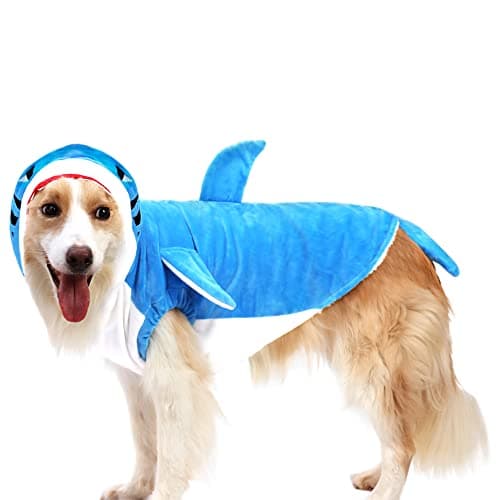 NACOCO Pet Shark Costume Clothes, Cute Christmas Dog Apparel Outfit for Large Dogs, Fall and Winter (Blue, 2XL) - Thumbnail 3