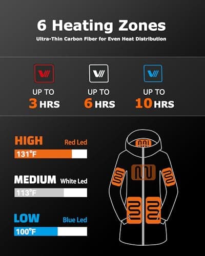 Venustas Women’s Long Heated Parka Jacket, 6 Heating Zones, Detachable Faux Fur Hood, Water-repellent Winter Coat - Thumbnail 3