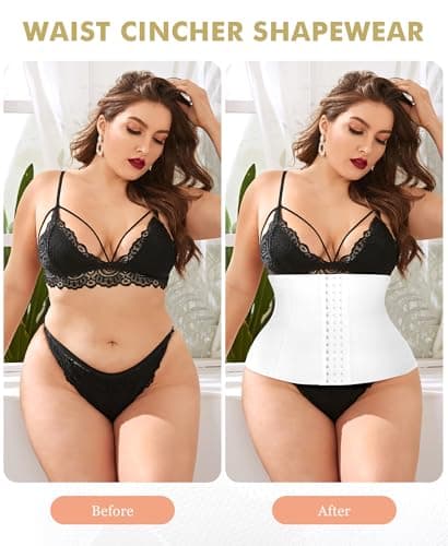 Ganado Waist Trainer for Women Corset Shapewear Tummy Control Waist Cincher Underbust Postpartum Girdle Body Shaper (#1 White(24.5CM) X-Large) - Thumbnail 3
