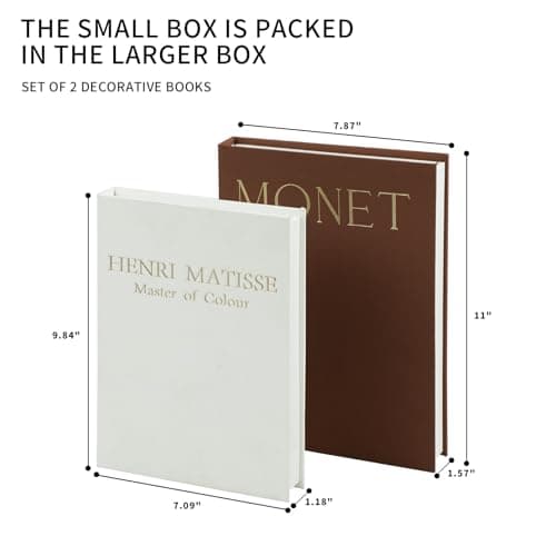 2 Pack Decorative Books Storage Boxes,Vintage Faux Books for Coffee Table,Bookshelf & Home Decor,Aesthetic Mini Book Set for Shelf Display & Keepsake Storage,Brown - Thumbnail 6