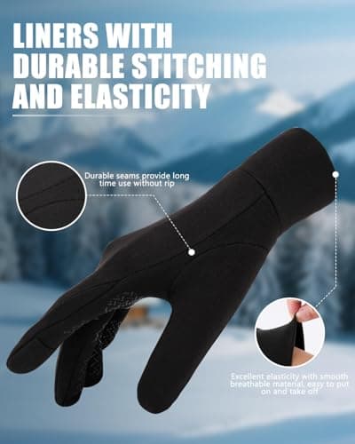 Aegend Lightweight Winter Gloves for Men Women, Warm Running Gloves Touchscreen Thermal Glove Liners for Cold Weather Driving, Cycling & Hiking, Non-Slip, Elastic Cuff, Stretchy, Durable - Thumbnail 4
