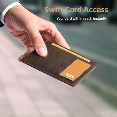 Espera Slim Minimalist Front Pocket Wallet for Men, RFID Blocking Credit Card Holder, Thin Travel ID Card Case, Gifts for Men - Thumbnail 5