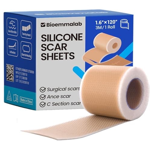 Silicone Scar Sheets Surgical Tape (1.6”x120” Roll) Face Patches Acne Treatment C Section Strips, Skin-Sensitive Medical Grade Healing Scar Bandages Pads for Keloid, Stretch and Tummy Tuck Recovery - Image 1