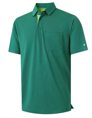 M MAELREG Golf Shirts for Men Dry Fit Short Sleeve Casual Collared Pocket Moisture Wicking Men's Polo Shirts Green - Image 1