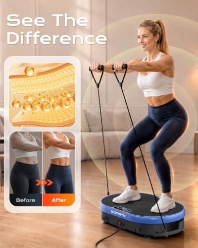 Vibration Plate Exercise Machine for Body Shaker Machine & Weight Loss, Shake Plate with Resistance Bands, 120 Speed Levels, Remote Control, Full Body Workout, Compact Home Gym Equipment - Thumbnail 2