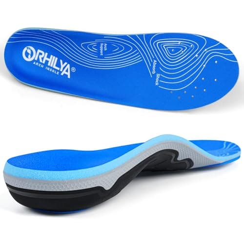 ORHILYA 240lbs+ Plantar Fasciitis Pain Relief Insole Men Arch Support Orthotic Insert Men Women, Comfort Heel Pain Flat Feet Insole Standing All Day Size 9, 280MM - Image 1