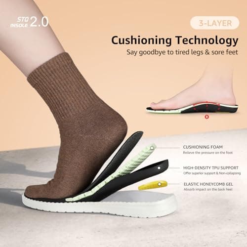 STQ Women's Slip on Sneakers with Arch Support Comfortable Canvas Loafers for All Day Standing White Floral Size 8.5 - Thumbnail 4
