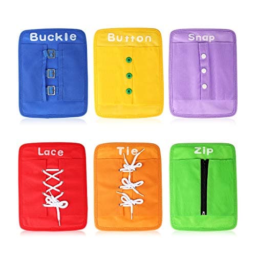 YHZAN Learn to Tie Your Shoes Dressing Board Montessori Mobile Sensory Board Travel Therapist Life Skills Development Toy - Zip,Button,Snap,Buckle,Lace & Tie for Preschool Toddler 2-8 Years Old