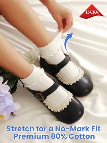 ALLOVIN 6 Pairs Non-Slip Ruffle Socks for Baby & Toddler Girls – Soft Cotton Grip Socks | 6 Pairs Off-white | 3-5 Years - Thumbnail 6