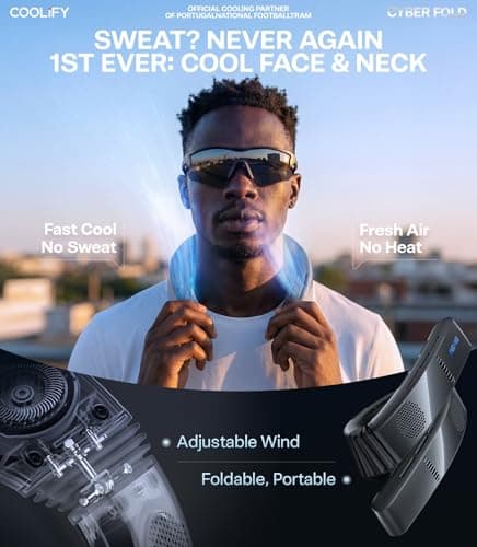 TORRAS 2026 COOLiFY Cyber Fold AI Neck Air Conditioner, Ultimate Cooling Max Cooling Area Neck Fan, Adjustable Strong Wind Neck Cooler for Neck & Face, Rechargeable Portable for Travel Outdoor, Black - Thumbnail 5
