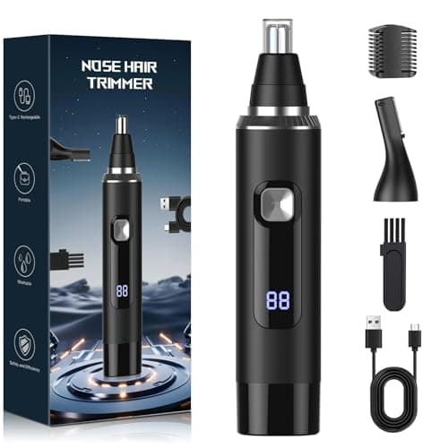 Ginity LED Display Ear and Nose Hair Trimmer Clipper for Men Women,2025 Rechargeable 2 in 1 Professional Painless Eyebrow & Facial Hair Trimmer with Powerful Motor - Image 1
