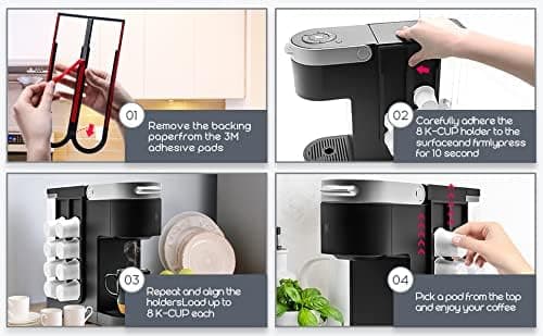 Pilloze K Cup Holder for Keurig Coffee Pod, 2PCS Wall Mount Coffee Pod Holders, Space Saving K-cup Organizer for Small Counts & Cabinets (2 Packs for 16 K Cups) - Thumbnail 6