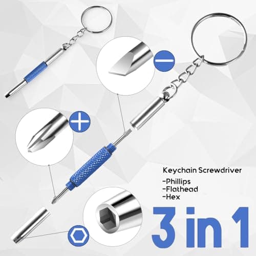 Eyeglass Keychain Screwdriver Repair Kit,MINGFIX 3 in 1 Eye Glasses Tightening Tools Set with Small Phillips,Flathead,Nut Driver Bit for Sunglasses,Eyeglasses and Others - Thumbnail 2