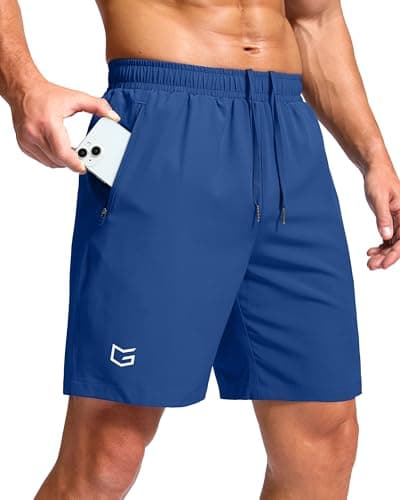 G Gradual Men's Athletic Running Shorts with Zipper Pockets Quick Dry 7"/ 5"/ 9" Workout Gym Shorts for Basketball Hiking(Royal Blue,7XL) - Image 1