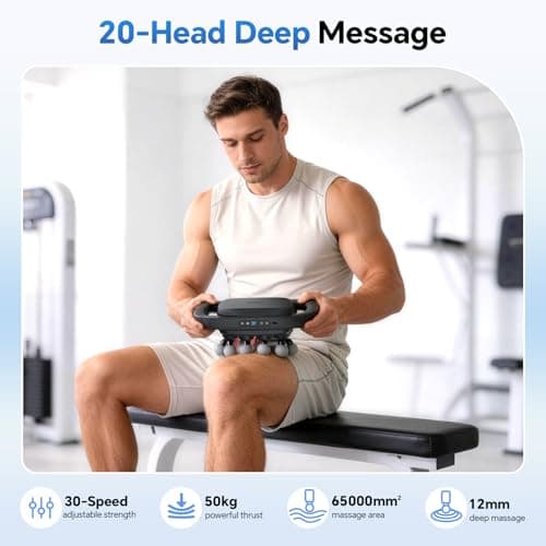 Beown 20 Head Massage Gun Deep Tissue, Back Muscle Massager with 3 Modes & 30 Intensity Levels for Legs, Waist, Back, Neck, Portable Percussion Massage Gun for Pain Relief - Thumbnail 2