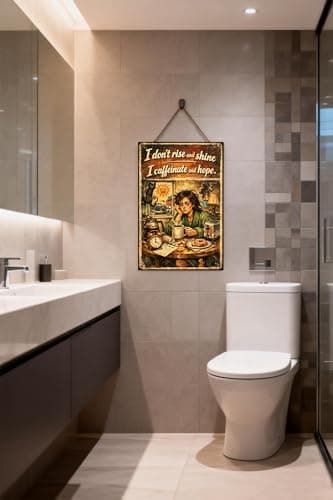 I Don’t Rise And Shine I Caffeinate And Hope Tin Sign Funny Morning Coffee Humor Vintage Metal Wall Decor Sarcastic Quote Rustic Plaque Kitchen Office Home Bar Gift 8x12 Inch - Thumbnail 3