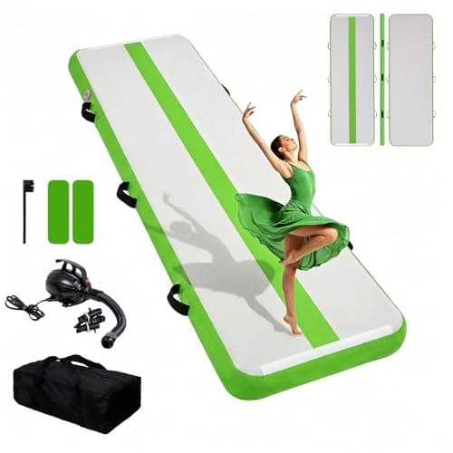 Tuxedo Sailor 10’ Inflatable Gymnastics Mat - Premium Heat Sealed Process,Tumbling Mat with Electric Pump, Repair Kit & Backpack - Multi-Scene exercise Mat Use for Gym, Yoga, Home, Outdoor - Image 1