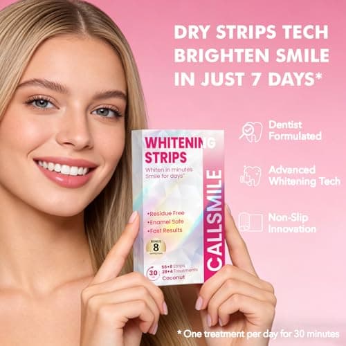 CALLSMILE Whitening Strips for Teeth Sensitive: 64 Strips Gentle Teeth Whitening Strips Enamel Safe Non-Slip Dry Strip Technology Residue Free Daily Oral Care, Coconut - Thumbnail 5