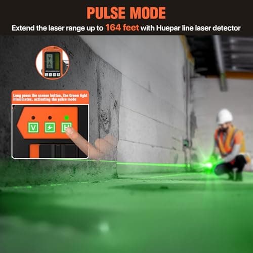 360° Laser Level with Tripod, LP LEIPOR Self Leveling Laser Level with Pulse Mode, 3 Brightness Levels Rechargeable Li-ion Battery Green Line Laser Leveler Tool for DIY Indoor Project - Thumbnail 6