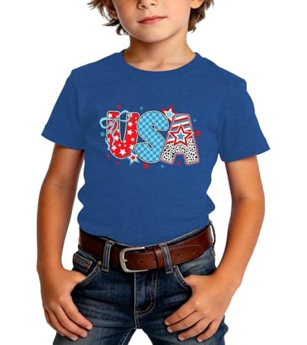 4th of July USA Shirt Kid-Cute Flag Bow Gril Short Sleeve 250 Years America Boy Tee Patriotic Toddler Tops - Thumbnail 2
